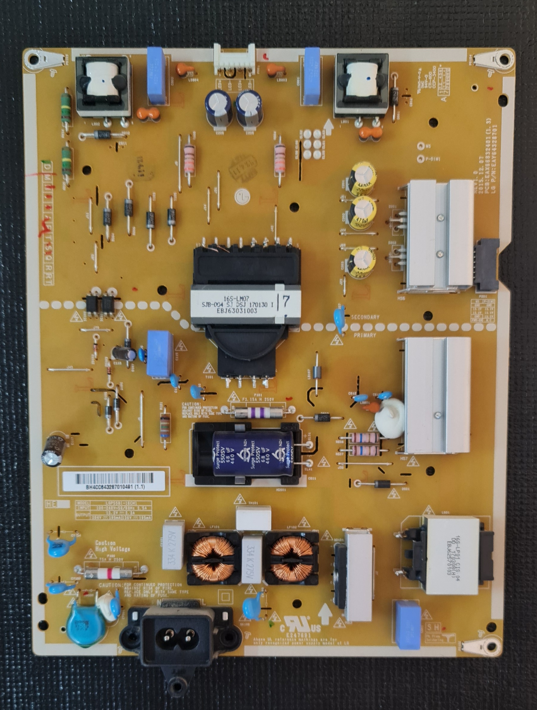 برد تغذیه تلویزیون ال جی مدل 55LH545V