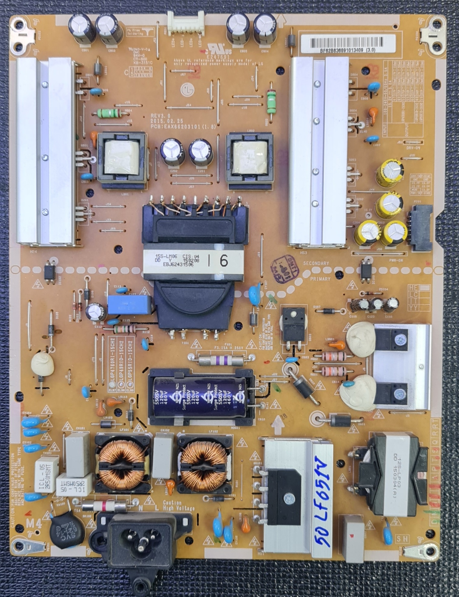 برد تغذیه تلویزیون الجی مدل 50LF651V